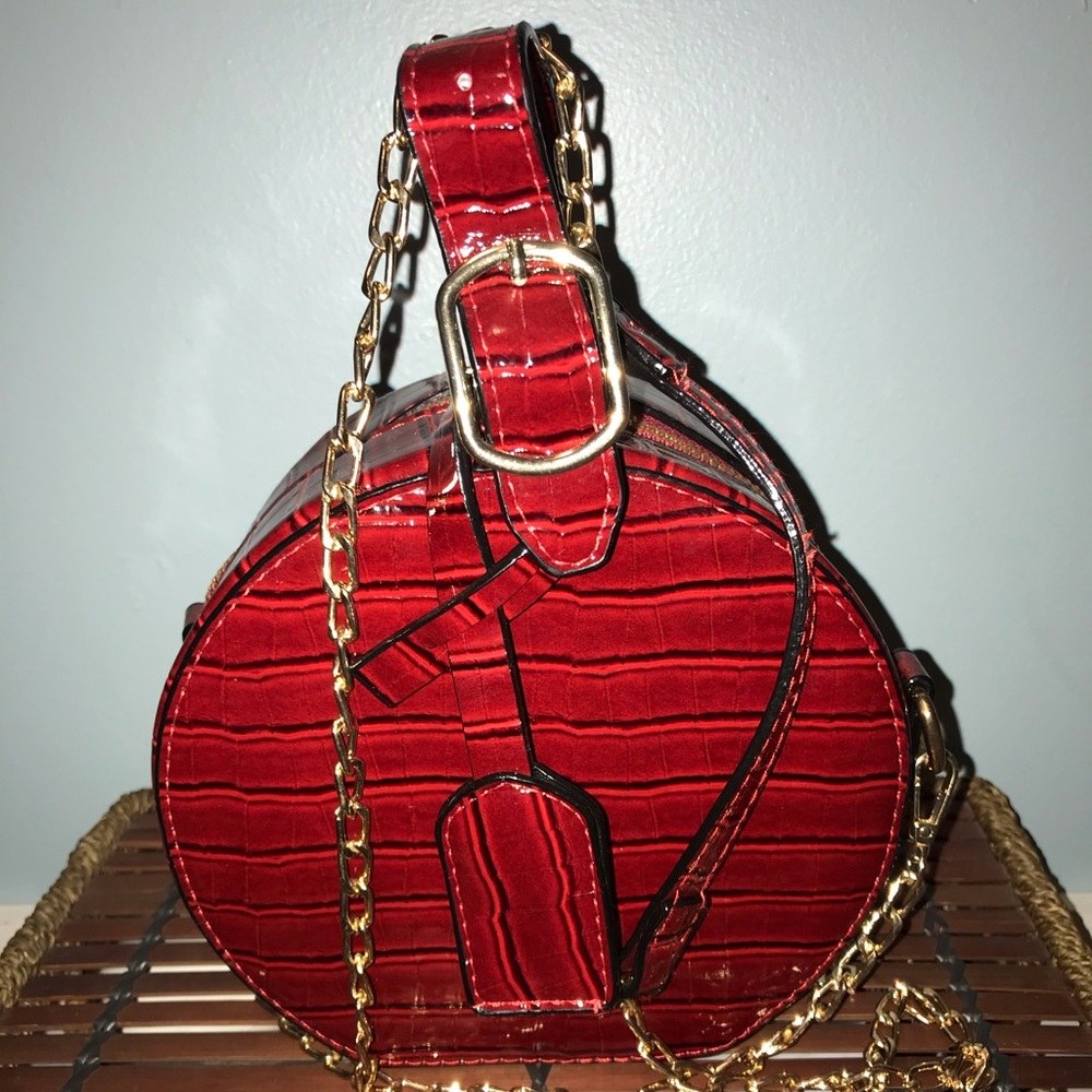 Red Pleather Handbag - Purse